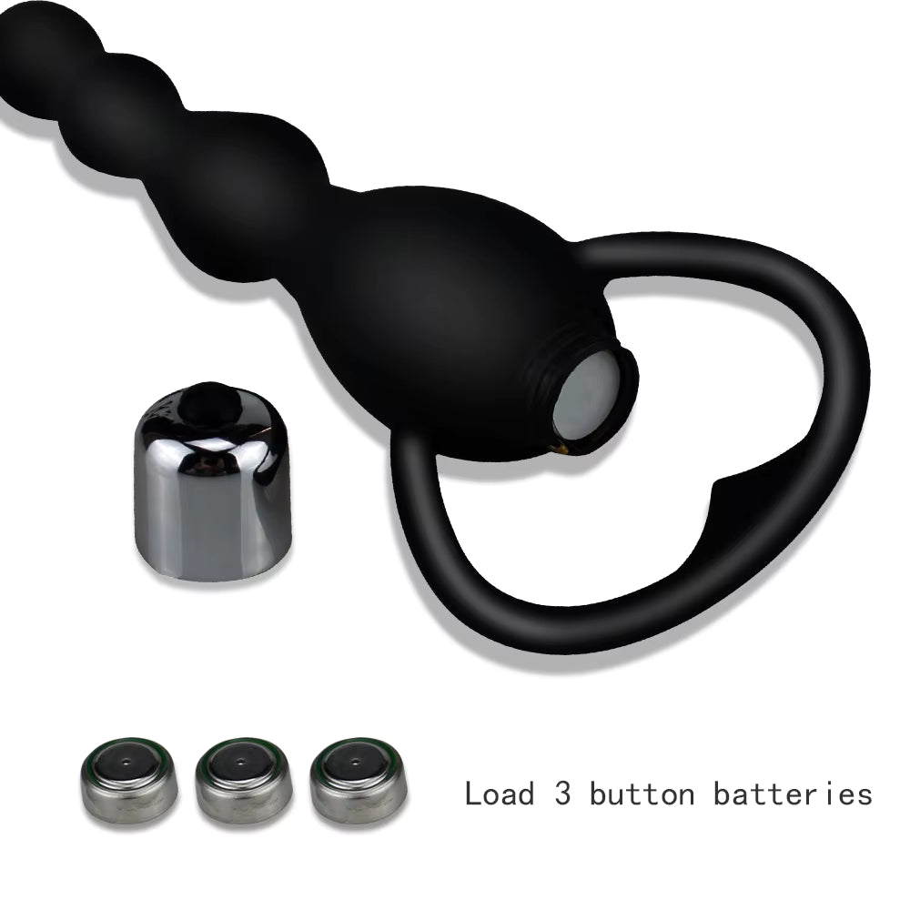 Powerful Anal Beads Vibrator - Soft Silicone Butt Plug for Couples