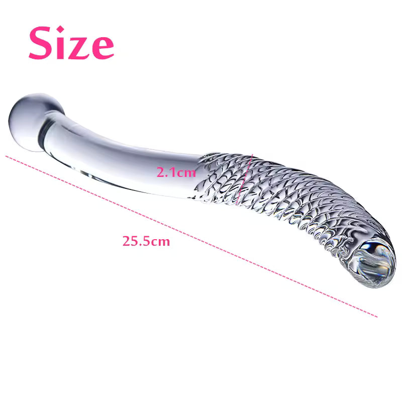 Crystal White Pyrex Glass Dildo - Textured G-Spot & Anal Massager
