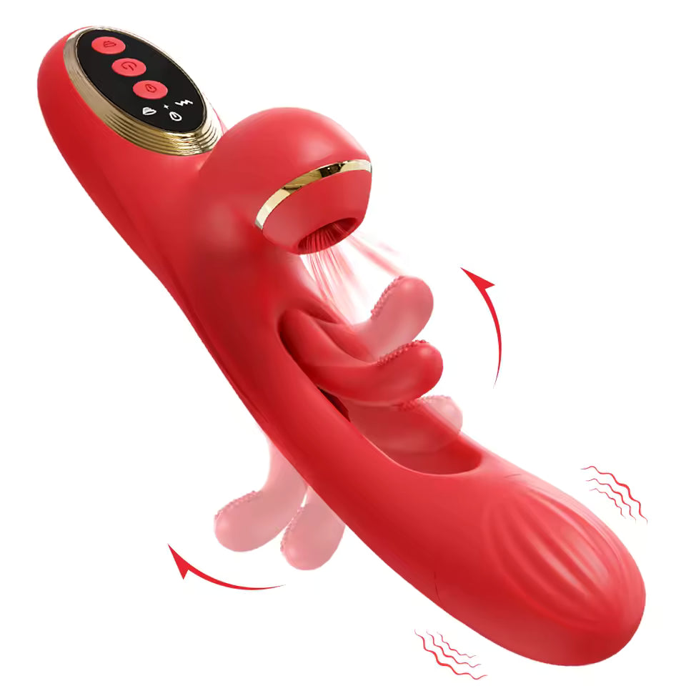Powerful Sucking Rabbit Vibrator with Flapping G-Spot Dildo