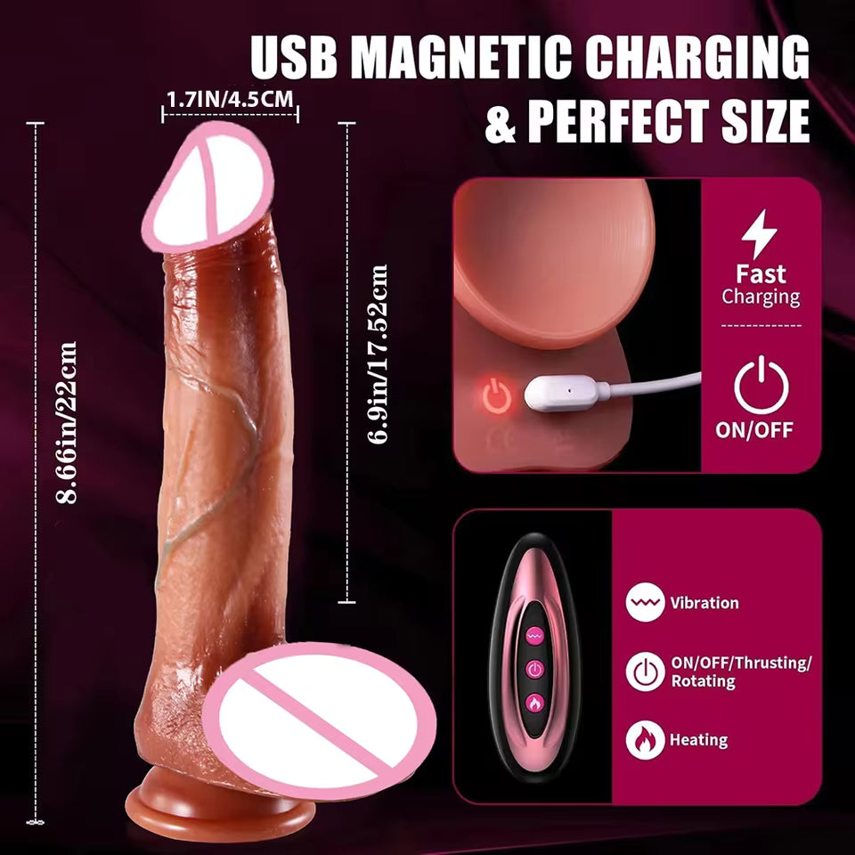 Powerful Telescopic Vibrating Dildo with Intelligent Heating