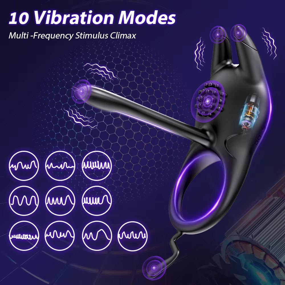 Vibrating Penis Ring for Men - Delay Ejaculation Clitoral Stimulation Toy