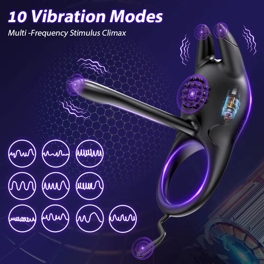 Vibrating Penis Ring for Men - Delay Ejaculation Clitoral Stimulation Toy