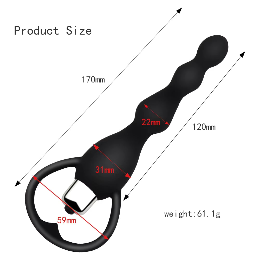 Powerful Anal Beads Vibrator - Soft Silicone Butt Plug for Couples