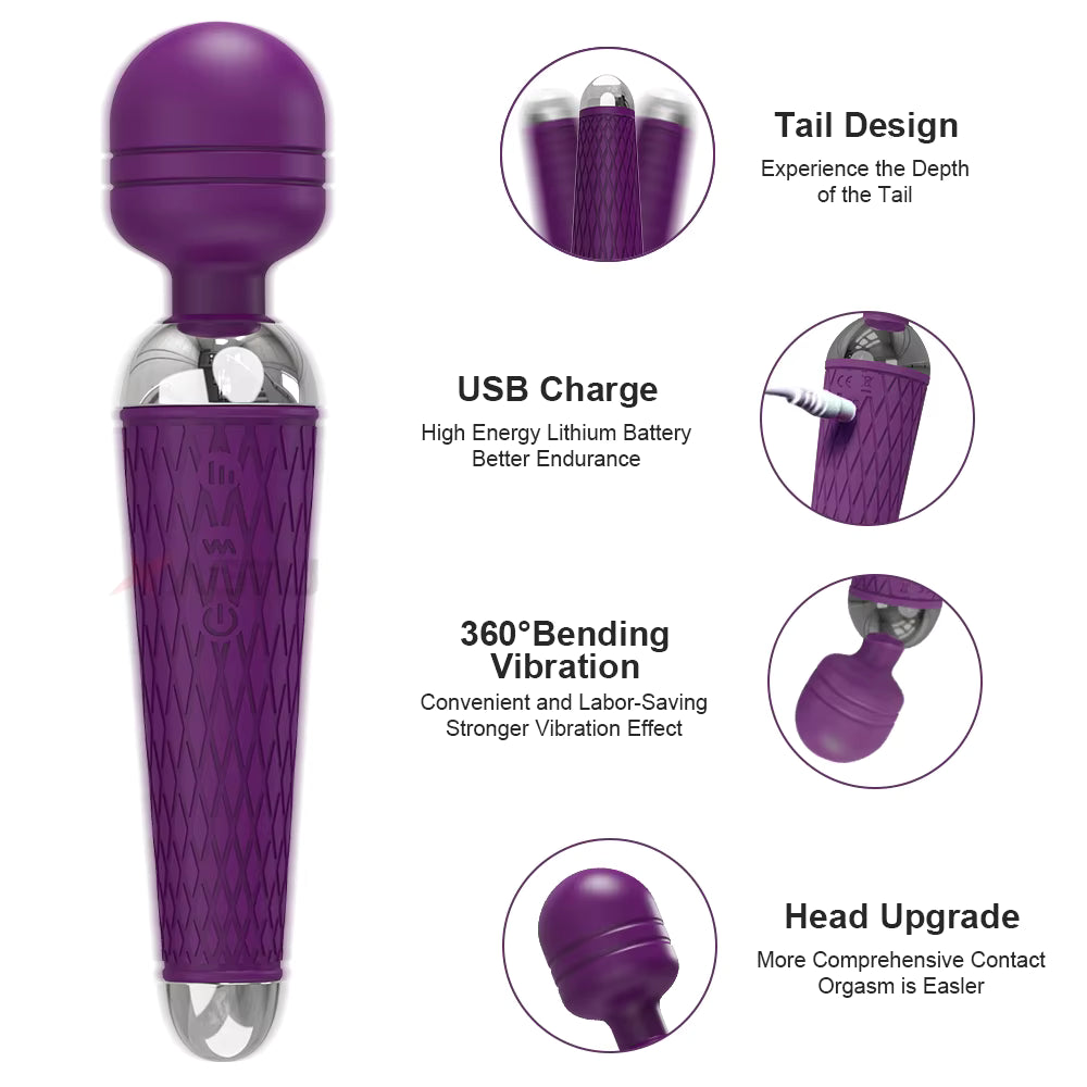 Powerful Magic Wand Vibrator - 20-Speed G-Spot & Clitorial Massager