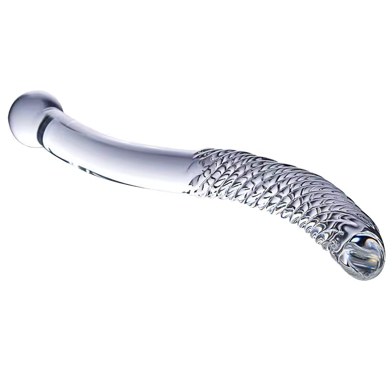 Crystal White Pyrex Glass Dildo - Textured G-Spot & Anal Massager