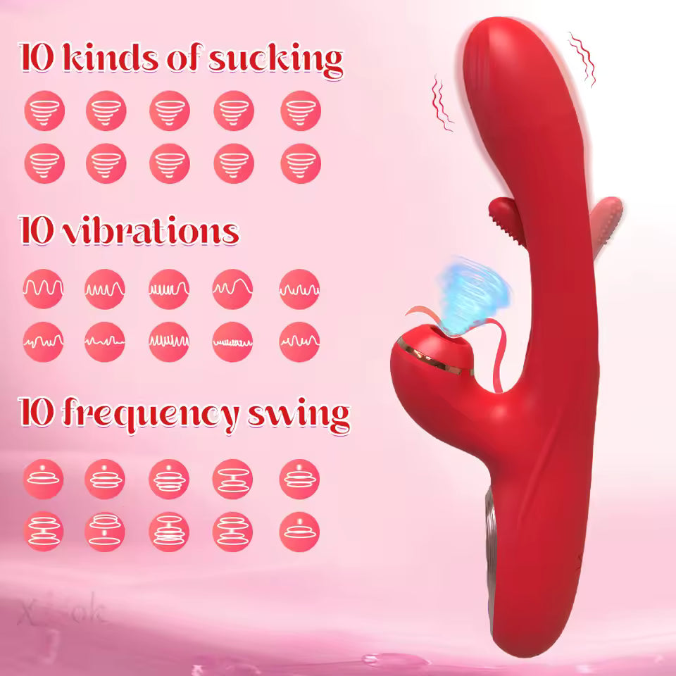 Powerful Sucking Rabbit Vibrator with Flapping G-Spot Dildo