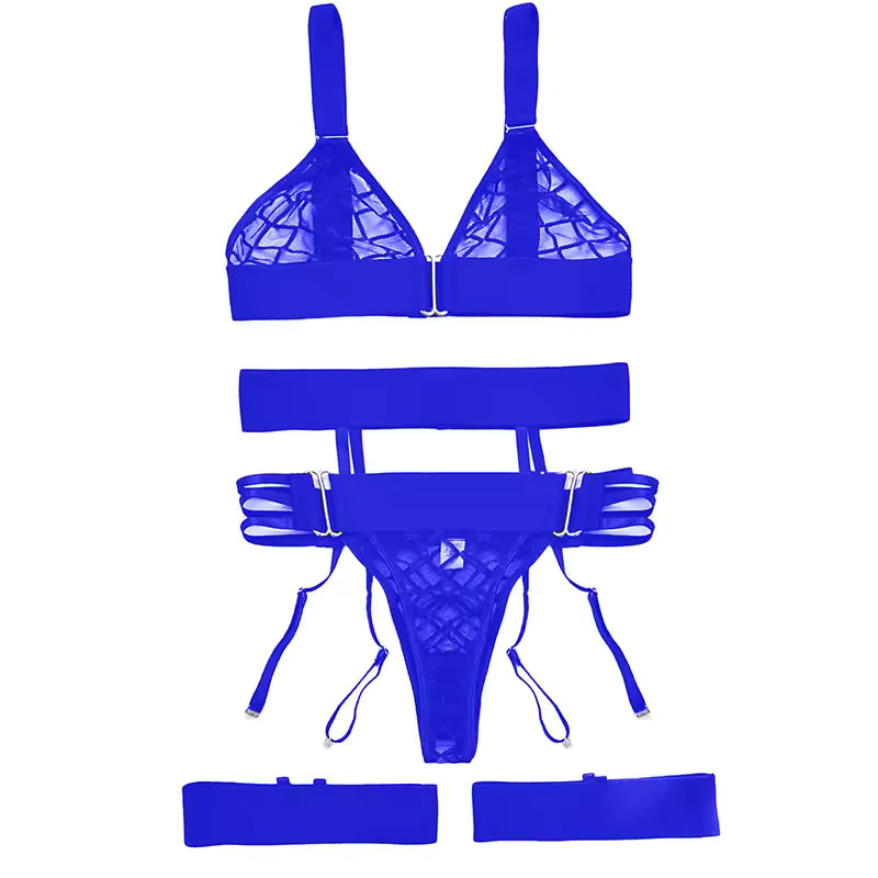 Sexy Sheer Bra and Panty Garter Lingerie Set
