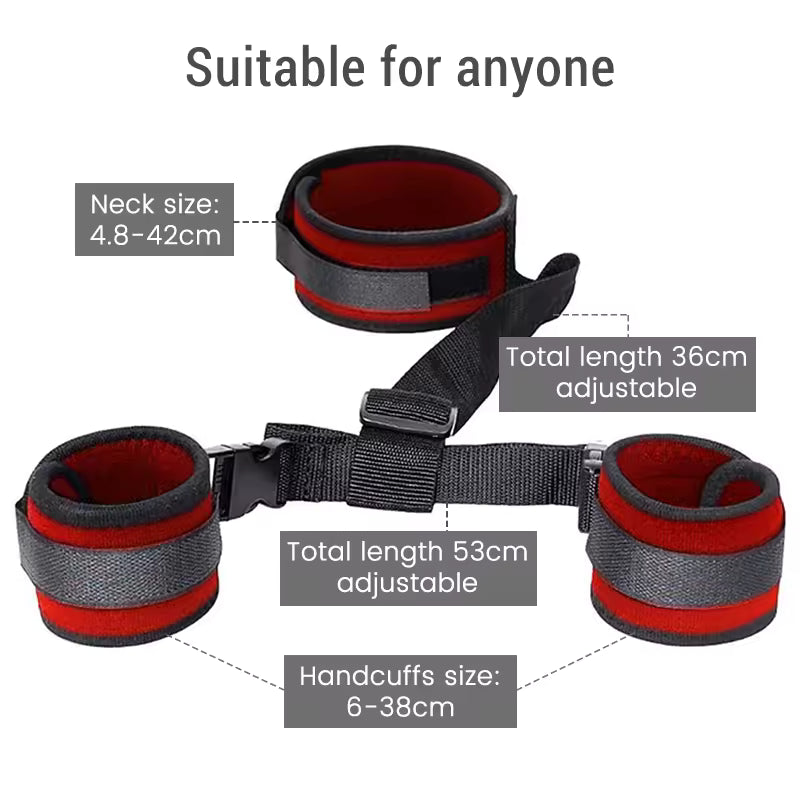 Plush Bondage Collar and Cuffs Set - Behind-the-Back Restraint Straps