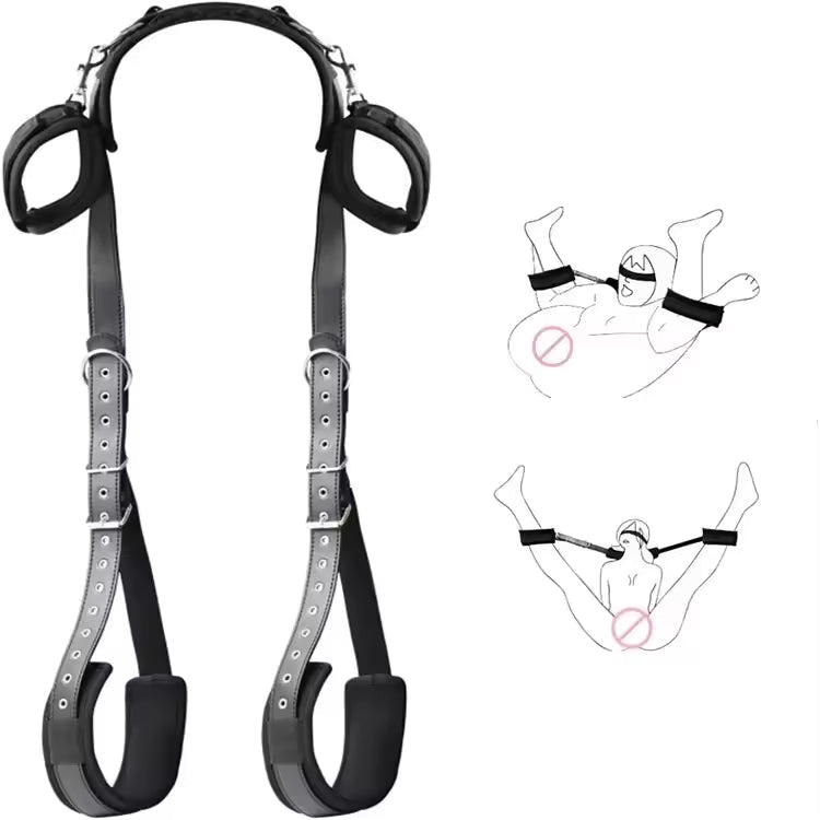 SM Bed Bandage Straps & Harness - Adjustable Handcuffs & Ankle Cuffs Kit