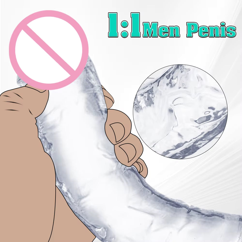 Realistic Transparent Dildo - 6 Sizes Soft Vaginal & Anal Massager