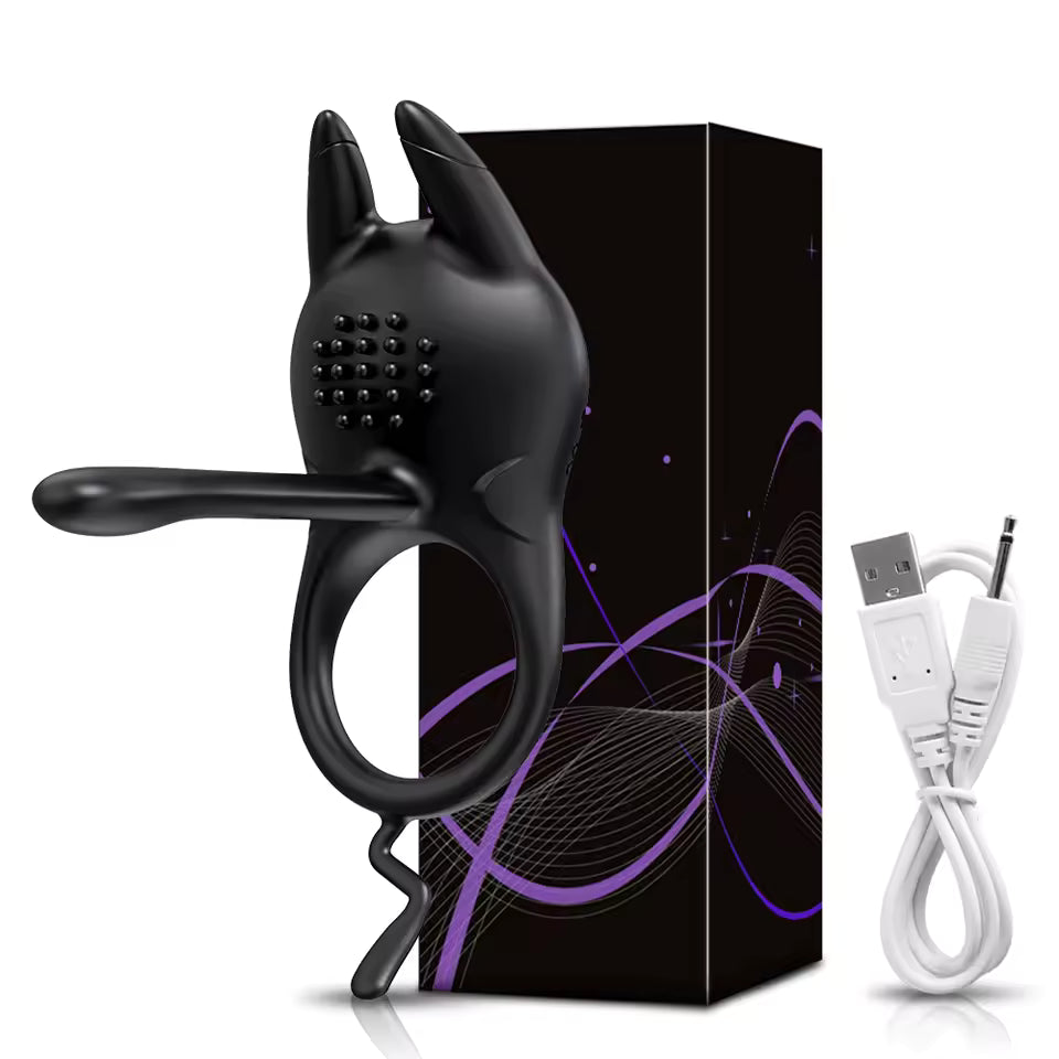 Vibrating Penis Ring for Men - Delay Ejaculation Clitoral Stimulation Toy