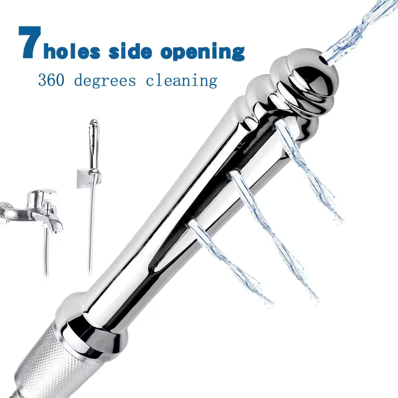 Premium Metal Anal Cleaner - 7-Hole Side Spray Enema Bidet Attachment