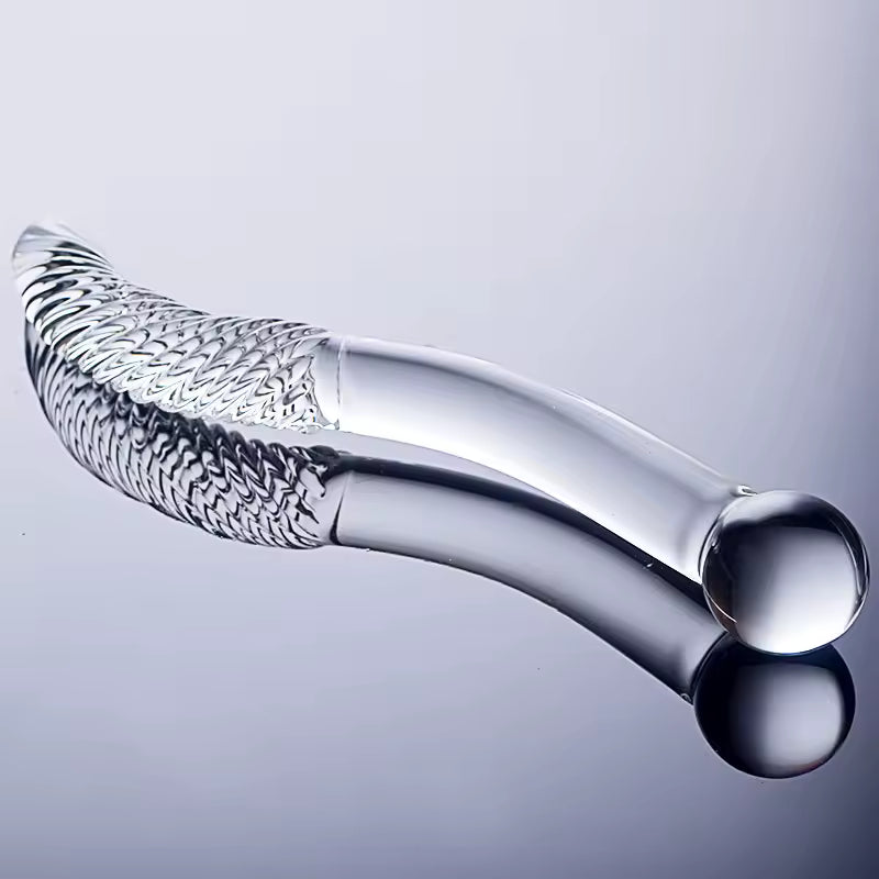 Crystal White Pyrex Glass Dildo - Textured G-Spot & Anal Massager