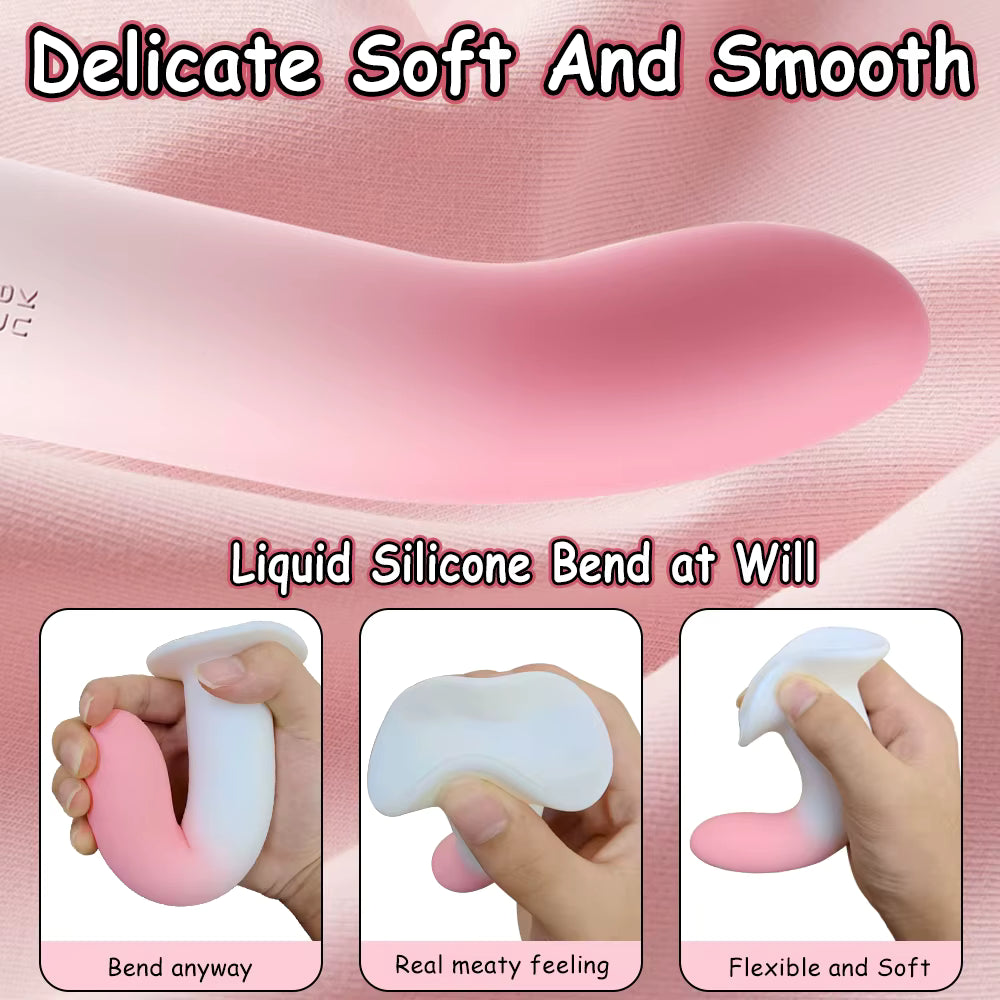 Flexible Silicone Dildo with Suction Cup - Vaginal & Anal Plug Massager
