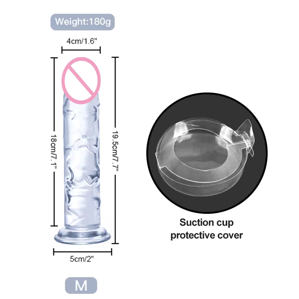Realistic Transparent Dildo - 6 Sizes Soft Vaginal & Anal Massager