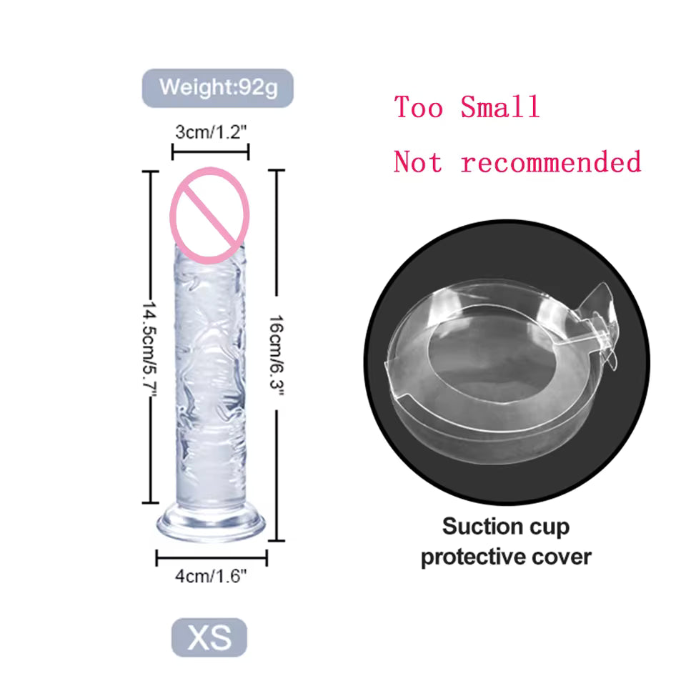 Realistic Transparent Dildo - 6 Sizes Soft Vaginal & Anal Massager
