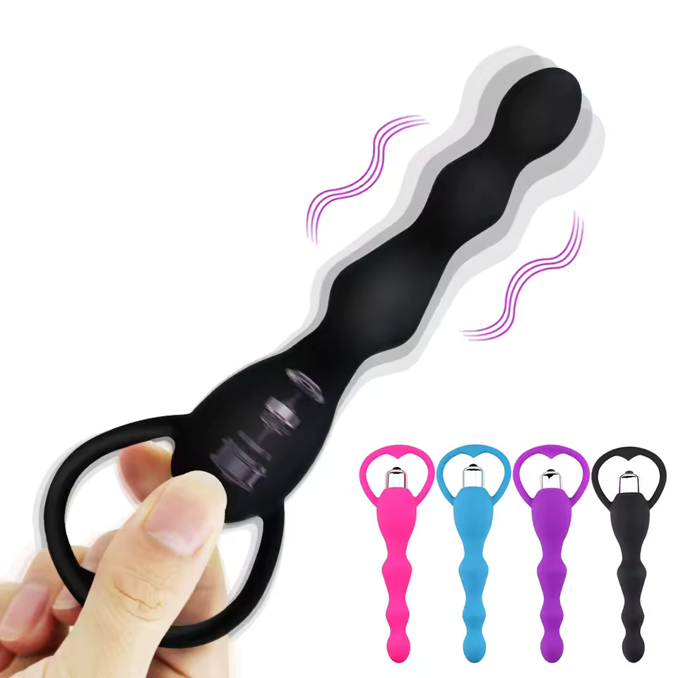 Powerful Anal Beads Vibrator - Soft Silicone Butt Plug for Couples