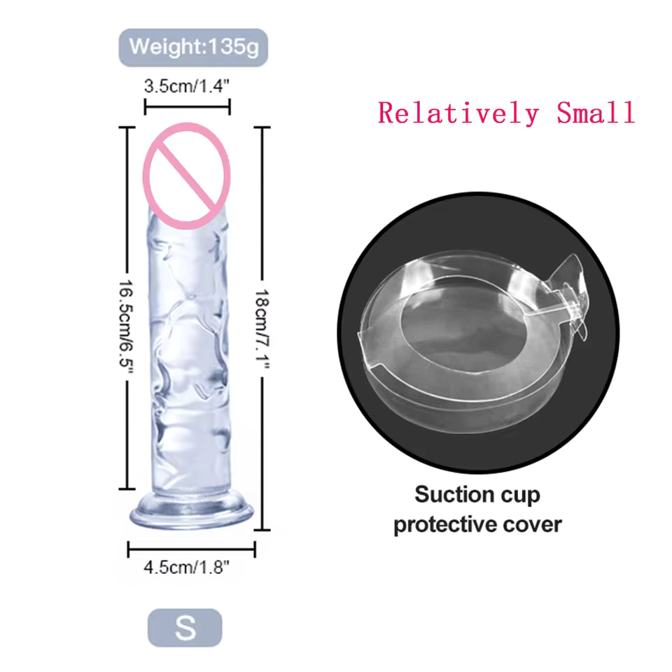 Realistic Transparent Dildo - 6 Sizes Soft Vaginal & Anal Massager