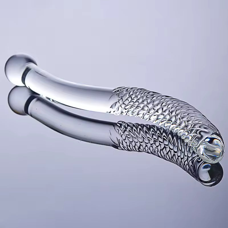 Crystal White Pyrex Glass Dildo - Textured G-Spot & Anal Massager
