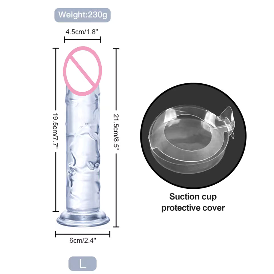 Realistic Transparent Dildo - 6 Sizes Soft Vaginal & Anal Massager