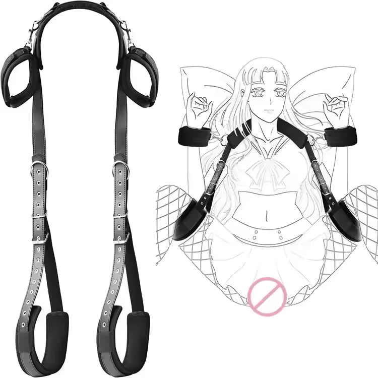 SM Bed Bandage Straps & Harness - Adjustable Handcuffs & Ankle Cuffs Kit