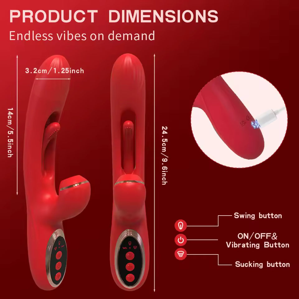 Powerful Sucking Rabbit Vibrator with Flapping G-Spot Dildo