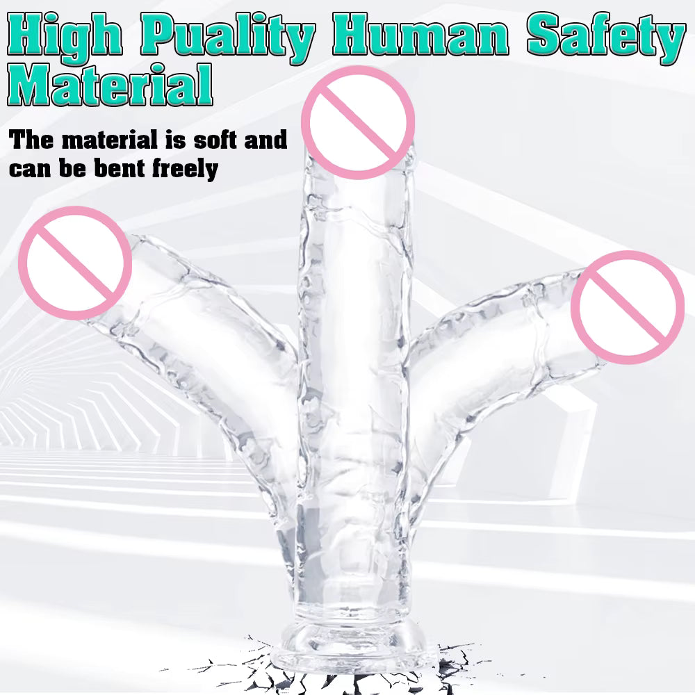 Realistic Transparent Dildo - 6 Sizes Soft Vaginal & Anal Massager