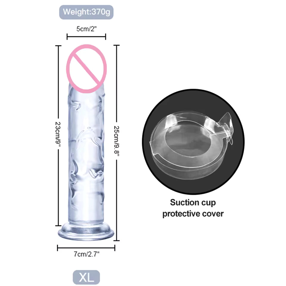 Realistic Transparent Dildo - 6 Sizes Soft Vaginal & Anal Massager
