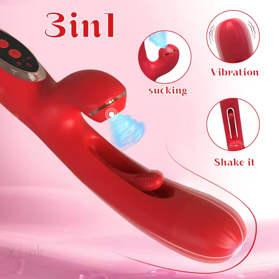 Powerful Sucking Rabbit Vibrator with Flapping G-Spot Dildo