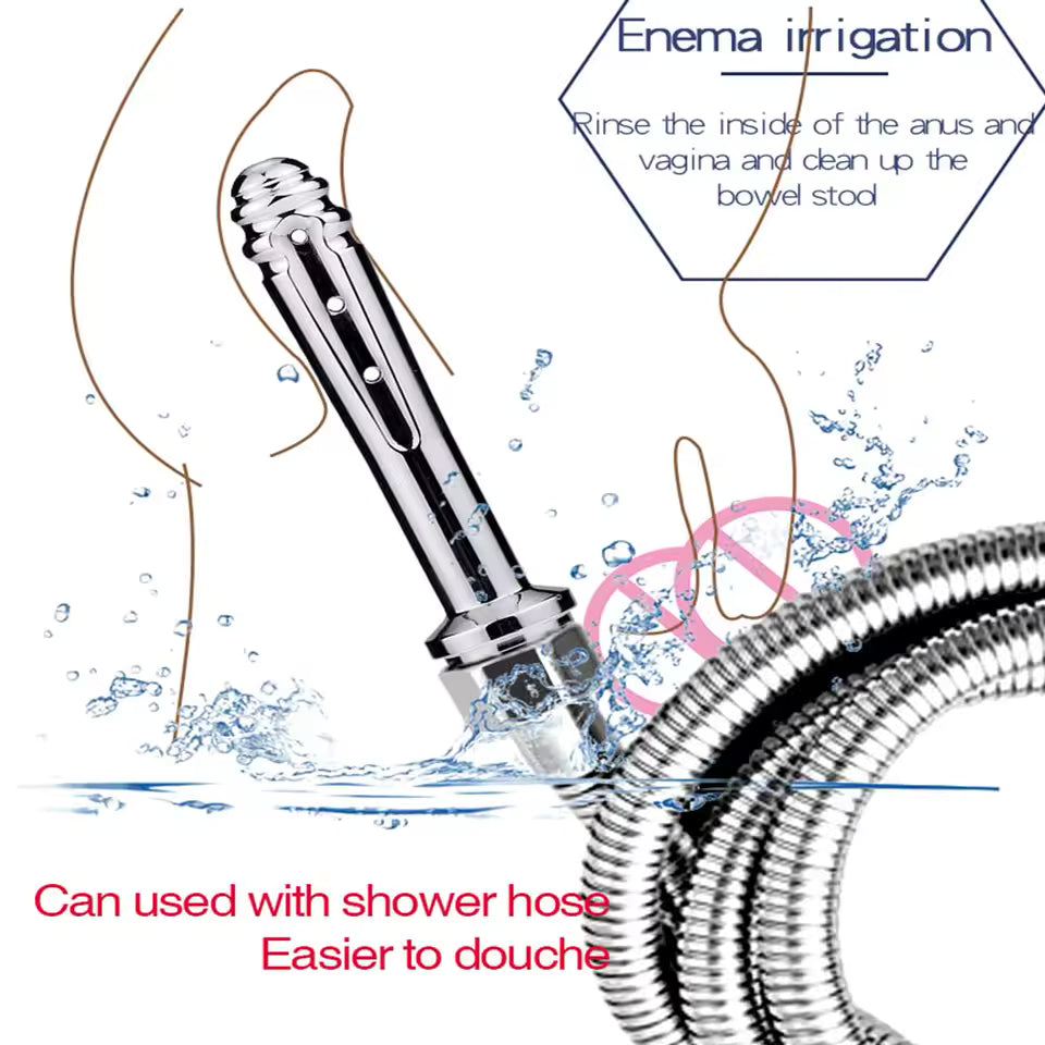 Premium Metal Anal Cleaner - 7-Hole Side Spray Enema Bidet Attachment