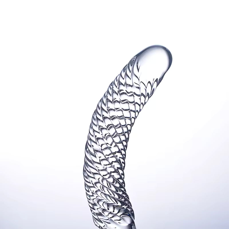 Crystal White Pyrex Glass Dildo - Textured G-Spot & Anal Massager