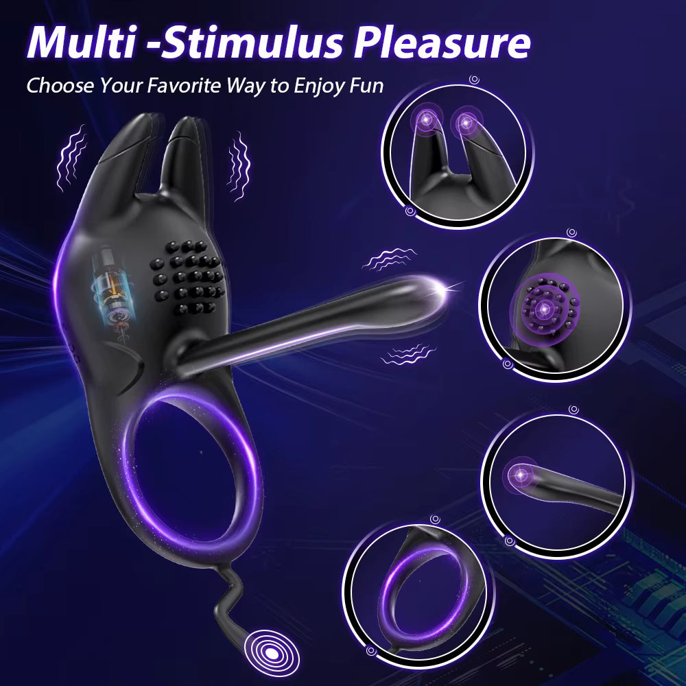 Vibrating Penis Ring for Men - Delay Ejaculation Clitoral Stimulation Toy