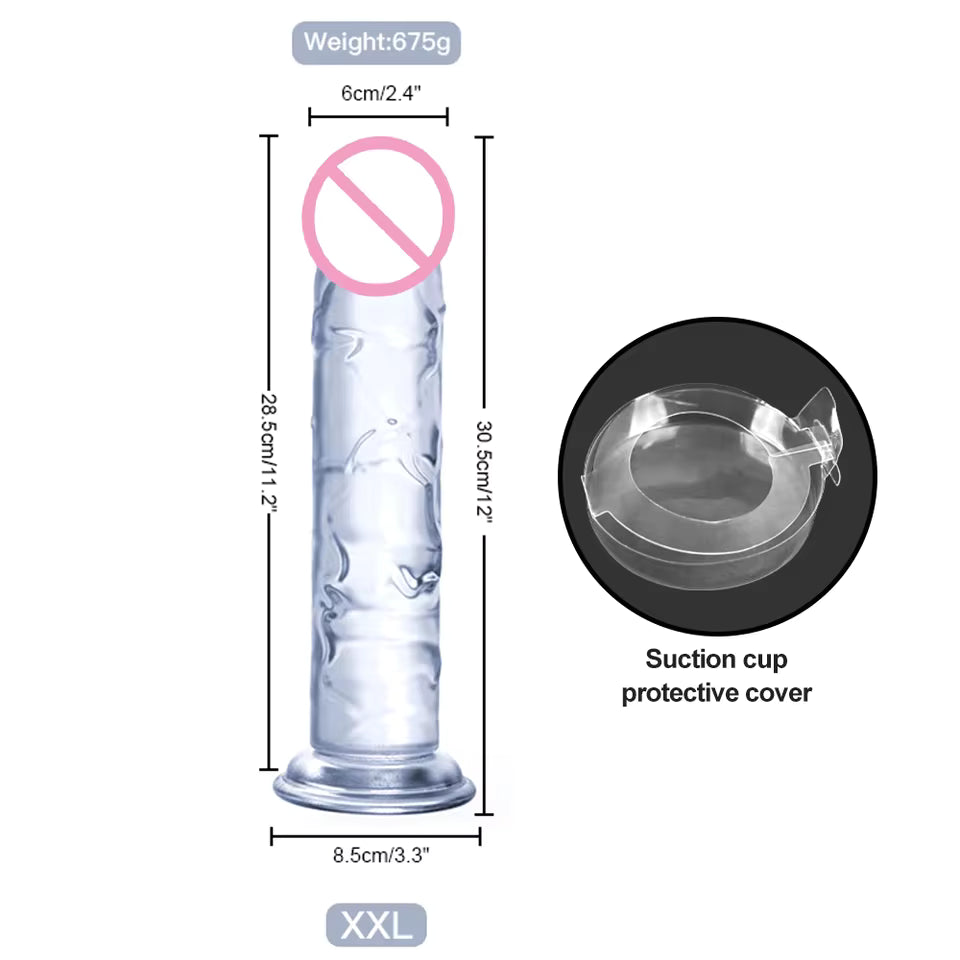 Realistic Transparent Dildo - 6 Sizes Soft Vaginal & Anal Massager