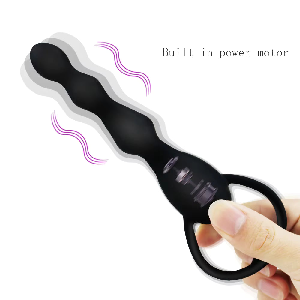 Powerful Anal Beads Vibrator - Soft Silicone Butt Plug for Couples