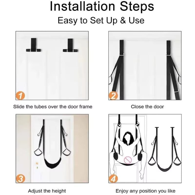 Adjustable Door Swing for Couples - SM Bondage Straps & Leg Spreader