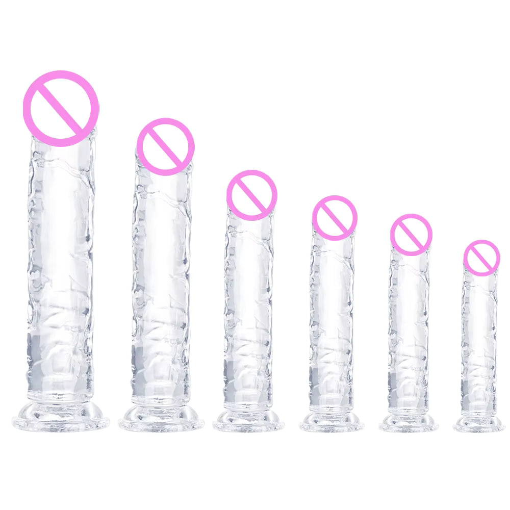 Realistic Transparent Dildo - 6 Sizes Soft Vaginal & Anal Massager