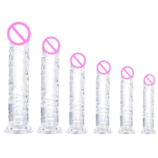 Realistic Transparent Dildo - 6 Sizes Soft Vaginal & Anal Massager