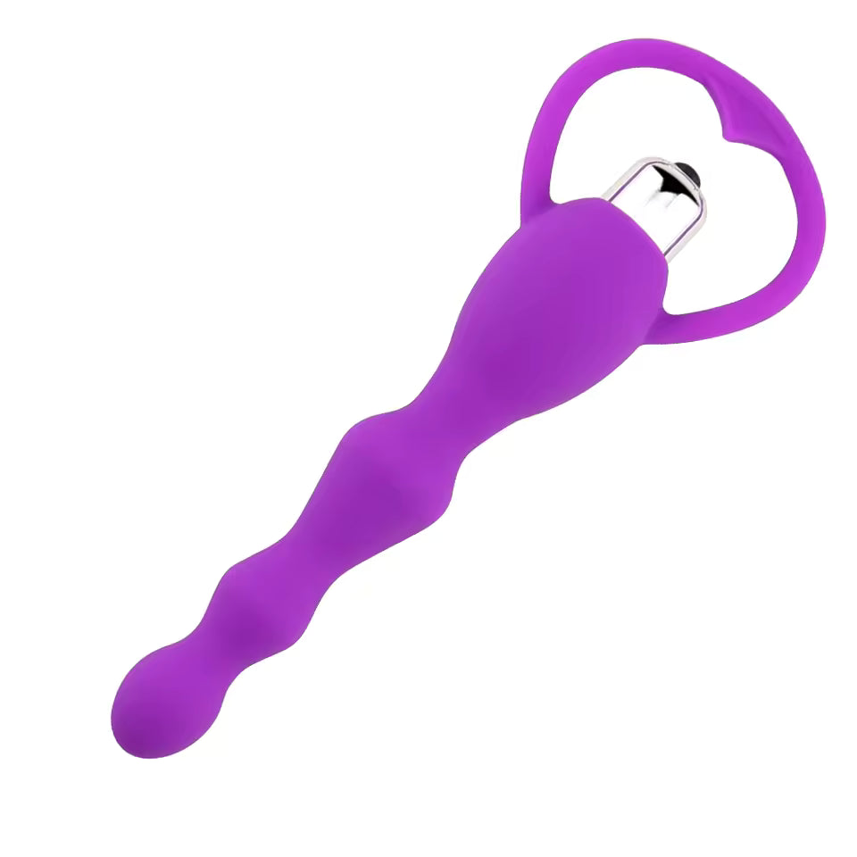 Powerful Anal Beads Vibrator - Soft Silicone Butt Plug for Couples