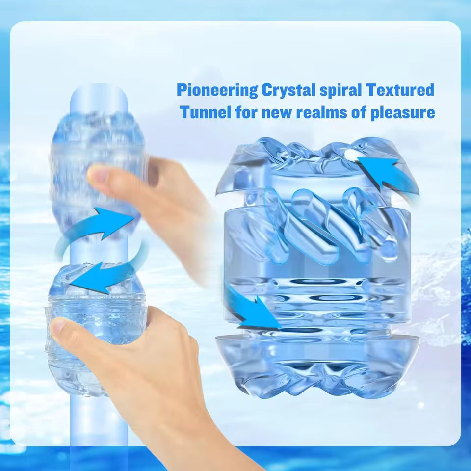 Double-Headed Transparent Masturbator Cup - Realistic Pocket Pussy for Men