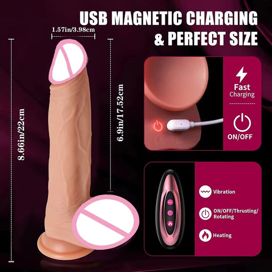 Powerful Telescopic Vibrating Dildo with Intelligent Heating